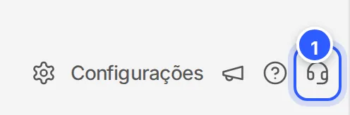 Pé do menu lateral com o atalho Falar com o suporte, o fone de ouvido, em destaque.