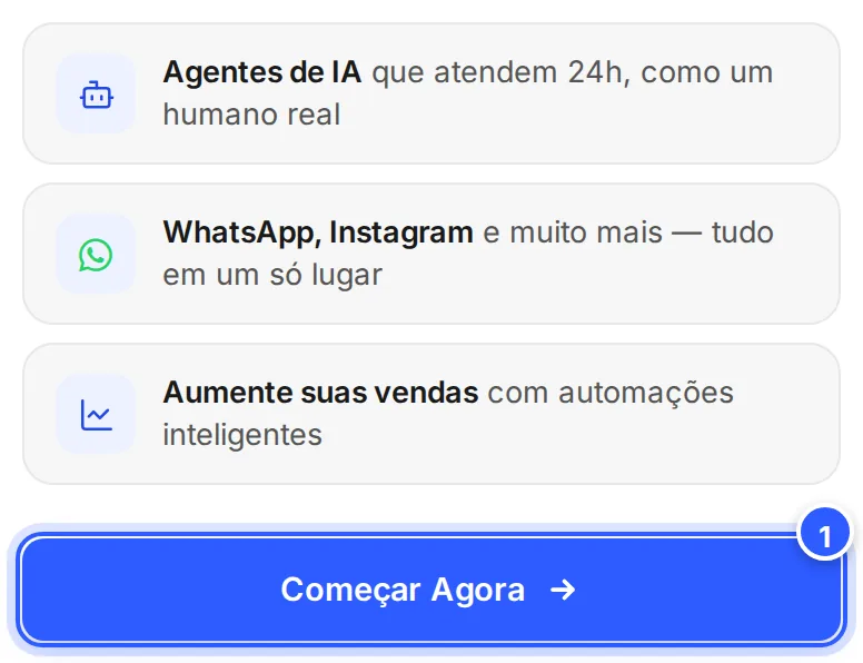 Cartão de criação de conta: os recursos da NexTags e o botão Começar Agora.
