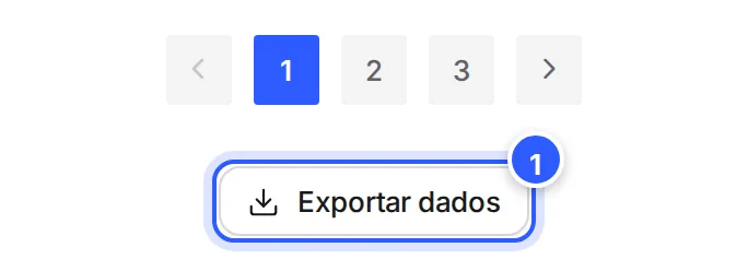 Pé da lista de Broadcasts: as páginas da lista e, embaixo, o link Exportar dados.