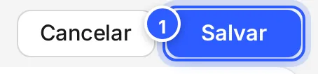 Botões Cancelar e Salvar no topo do editor.