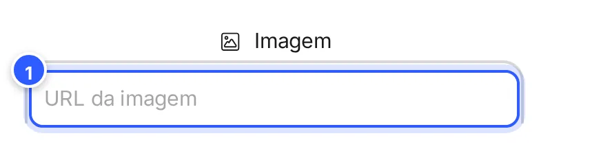 Bloco Imagem com o campo URL da imagem, que aparece depois de clicar em Inserir URL.