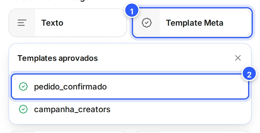 Atalho Template Meta aberto, com a lista dos Templates aprovados da conta.